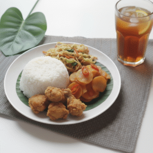 Paket Nasi Rames + Ayam Crispy + Es Teh