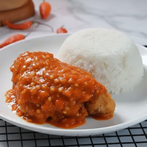 Ayam Celup Saos Pedas + Nasi