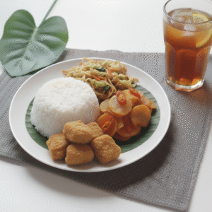 Paket Nasi Rames + Tahu Crispy + Es Teh
